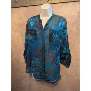 Covington button-down sheer blouse XL